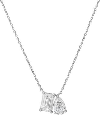 LuvMyJewelry Aurelia 14K Gold Lab Grown Diamond Toi Et Moi Necklace - 1.5 Ct
