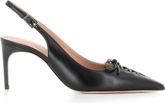 Malone Souliers Pumps, female, Black, Size: 8 1/2 US Black Leather Slingback Heels