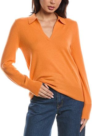 Fort&eacute; Cashmere Split Neck 100% Cashmere Polo Sweater