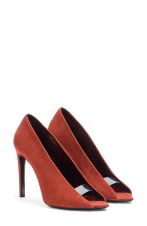 Valentino Garavani Open Toe R&eacute;v&eacute;l&eacute; Suede Pump in Rust at Nordstrom, Size 10.5Us