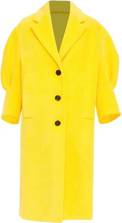 Prada cotton corduroy puff sleeve coat