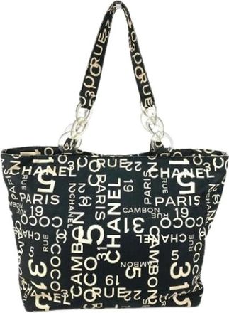 Chanel Pre-owned Tote Bags, female, Black, Size: ONE SIZE Pre-owned Vintage Canvas Tote Bag