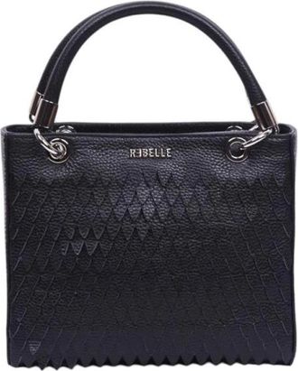 Rebelle Leren tas met automatische knoopsluiting - Dames - Handtassen - Zwart - ONE Size - Tassen