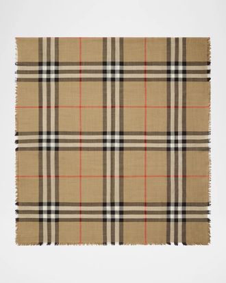 Burberry Reversible Check Wool-Silk Scarf