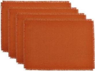 Solino Home Linen Placemats Set of 4, 14 x 19 Inch for Dining Table, Holiday and Everyday Table Decor - Fringe in Cinnamon at Nordstrom, Size Medium