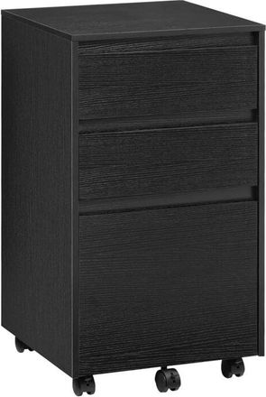 Woltu Escritorio De Estudio Con Cajones Para Oficina, Armario Con Ruedas Para Documentos Y Papeler&iacute;a, Con 3 Cajones, Color Negro - Woltu