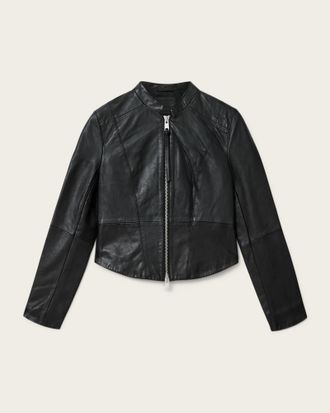 AllSaints Leather Repurpose Sadler Leather Jacket, Size: UK 14/US 10