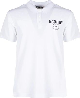Moschino Witte Double Smile Polo T-shirt - Heren - Polos - Wit - M - Katoen - Tops