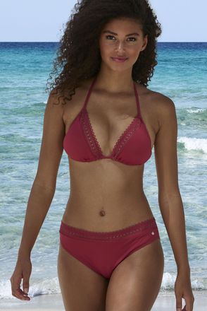 s.Oliver Triangel-Bikini-Top S.OLIVER Aiko, Damen, Gr. 32, Cup A/B, rot (rostrot), Microfaser, Microfaser, Polyamid, unifarben, Bikini-Oberteile Triangel-Bikin