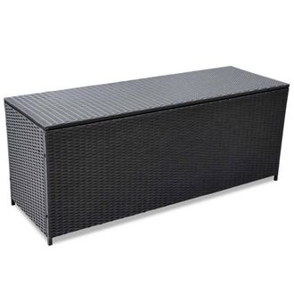 Berkfield Home Garden Storage Box Black 150x50x60 cm Poly Rattan | Size: 150 x 50 x 60 cm