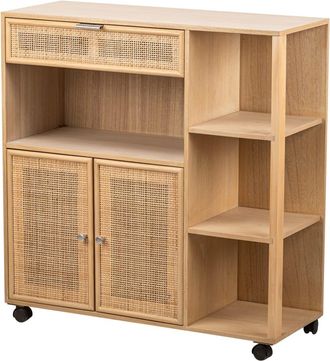 Nordlys Carro de servicio en madera y ratán marrón