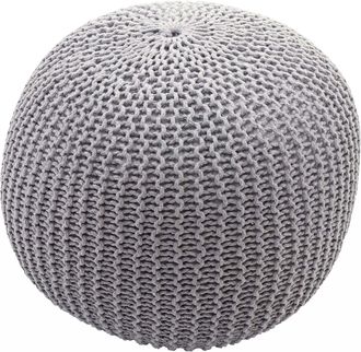 Hhg Hhg - Nunca Usado] Puf 080, Taburete De Punto Puf De Punto, Aspecto Tejido 40x50cm, Gris