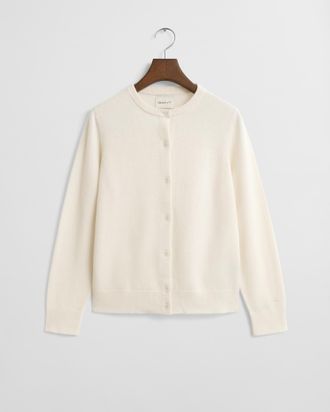 GANT Women Superfine Lambswool Cardigan (XXL) CREAM