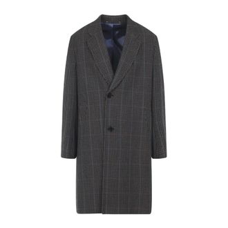 Paul Smith Single-Breasted Coats, male, Gray, Size: M Brown Wool Blend Coat Aw25
