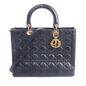 Dior Pre-owned Lady Dior Large Handbag - Dames - Pre-owned - Zwart - Maat: ONE Size Leer