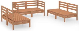 vidaXL 6 Piece Garden Lounge Set Honey Brown Solid Pinewood Vidaxl