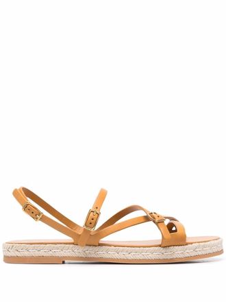 Tod's Sandalen met raffia zool - Bruin