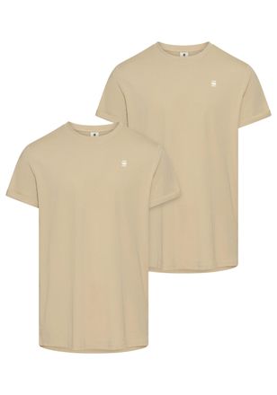 G-Star T-Shirt G-STAR Lash 2er Pack, Herren, Gr. XXL, beige (westpoint khaki, westpoint khaki), Jersey, Obermaterial: 100% Baumwolle, unifarben, relaxed fit,