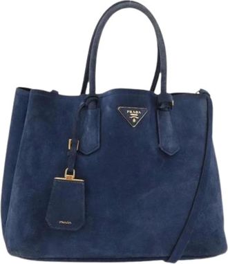 Prada Pre-owned Handbags, female, Blue, Size: ONE SIZE Pre-owned Vintage Suede Hand Bag