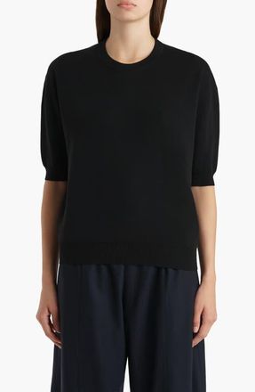 Khaite Faye Short Sleeve Sweater in Black at Nordstrom, Size X-Small