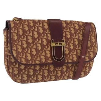 Dior Pre-owned Cross Body Bags, female, Red, Size: ONE SIZE Pre-owned Vintage Trotter Canvas Shoulder Bag