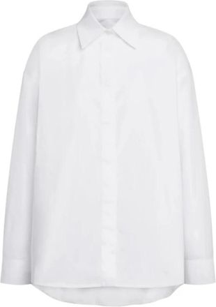 Dondup Camicia Over in Gabardina - Dames - Overhemden - Wit - S - Katoen - Overhemden