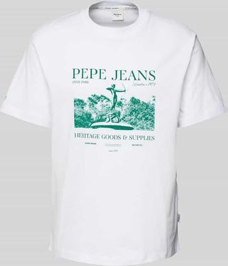 Pepe Jeans London T-Shirt mit Label-Print in Weiss, Größe L