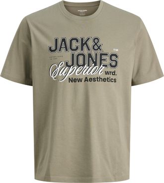 Jack & Jones Plus Size Rundhalsshirt JJELOGO TEE SS O-NECK 2 COL SS26 SN PLS, Herren, Gr. 4XL, vetiver, Jersey, Obermaterial: 100% Baumwolle, JACK & JONES PLUSSIZE, Rundhals