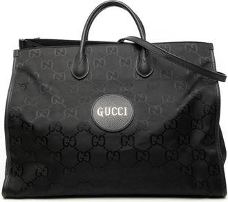 Gucci Black Nylon Leather Shoulder Bag Tote Bag (Pre-Owned)