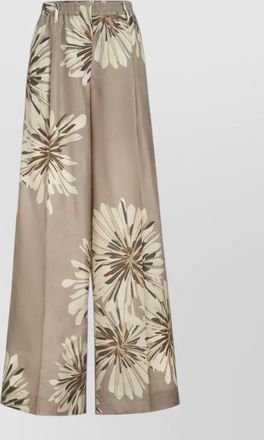Brunello Cucinelli silk trousers wide leg bloom print