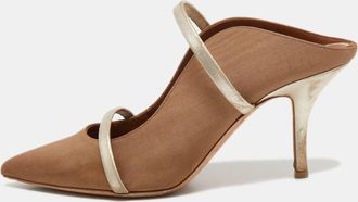 Malone Souliers Brown/gold Fabric And Leather Maureen Mules