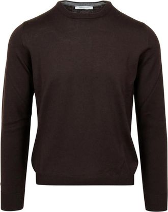 Gran Sasso Trui met ronde hals - Heren - Ronde hals truien - Bruin - L - Wol - Truien & Vesten