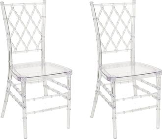 Beliani Beliani - Conjunto De 2 Sillas De Comedor Transparente Material Sint&eacute;tico Sin Reposabrazos Clarion