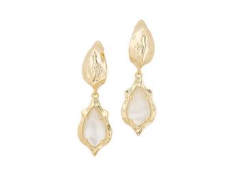 Kendra Scott Adriana Scallop Frame Huggie Womens Earrings Earring Gold Natural Mother-of-Pearl, Brass