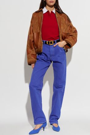 Versace Leather Jacket, Womens, Brown