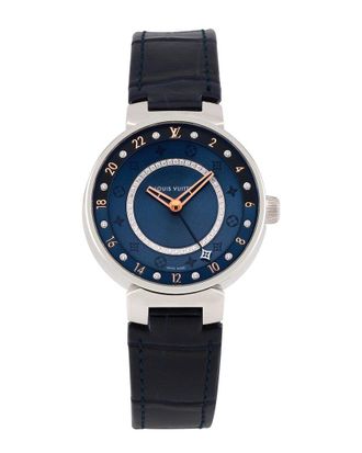 Louis Vuitton Womens Tambour Moon Dual Time MM Diamond Watch (Authentic Pre- Loved)