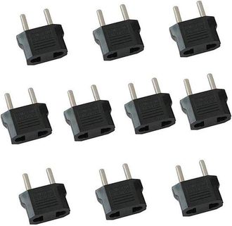 OEM Adaptador De Enchufe De Viaje - Convertidor Ue - Viajes Por Europa - Sin Convertidor De Voltaje - 10 Unidades - Negro