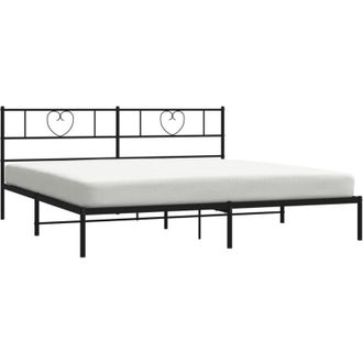 vidaXL Estructura Cama Sin Colch&oacute;n Con Cabecero Metal Negro 180x200 Cm Vidaxl