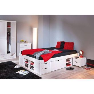 Dmora Cama Matrimonial Dschmid, Contenedor, Blanco