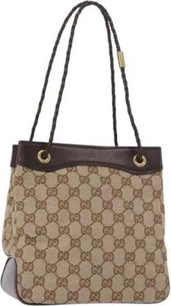 Gucci Pre-owned Bucket Bags, female, Beige, Size: ONE SIZE Pre-owned Canvas Bucket Bag
