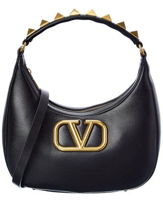 Valentino Stud Sign Leather Hobo Bag