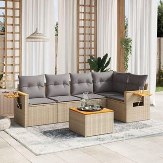 vidaXL Vidaxl - Set Divano da Giardino 6 pz con Cuscini Beige in Polyrattan
