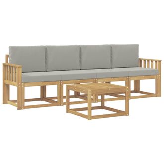 vidaXL Conjunto De Sof&aacute;s De Exterior 5 Pcs Blanco Y Gris Claro Vidaxl