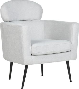 Beliani Beliani - Sill&oacute;n Sal&oacute;n Asiento Con Reposacabezas Dise&ntilde;o Glamour Tapicer&iacute;a De Tela Patas Negras Gris Claro Soby