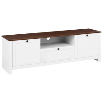 Beliani Mueble Para Televisor Con Caj&oacute;n Y 2 Puertas Estilo Cottage Campestre Blanco Pimba