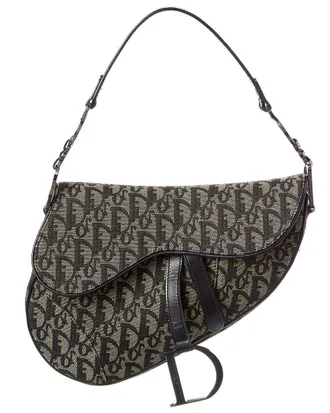 Dior Black Canvas Oblique Saddle Bag (Authentic Pre-Loved)