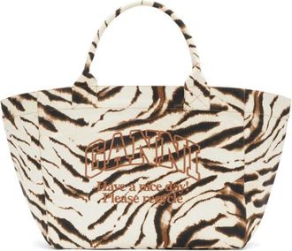 Ganni White Logo XXL Tote