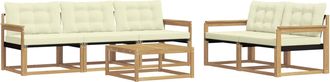 vidaXL Conjunto De Sof&aacute;s De Exterior 6 Uds. Blanco Y Crema Vidaxl