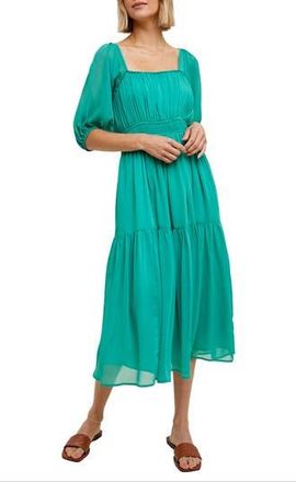 Wishlist Chiffon Tiered Midi Dress in Green at Nordstrom Rack, Size Medium