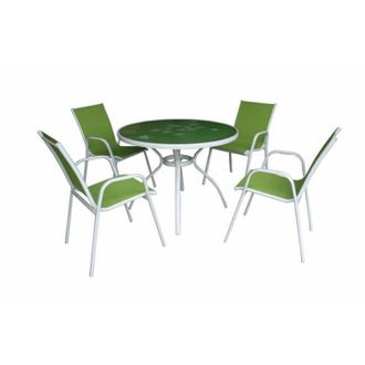 DL1961 Dl - Mesa 100 Cm + 4 Sillones Africa Verde